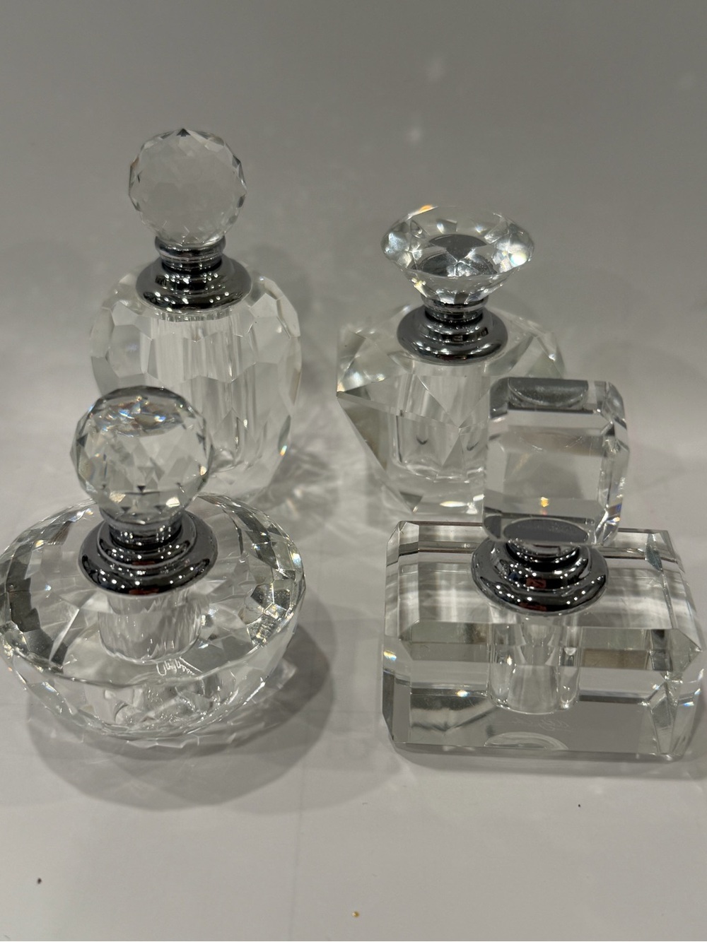 Vintage OLEG CASSINI Signed Collection HandCut  Real Crystal Perfume Bottles